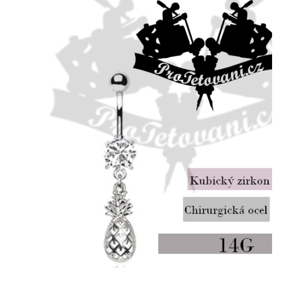 Piercing do pupíku Silver Ananas