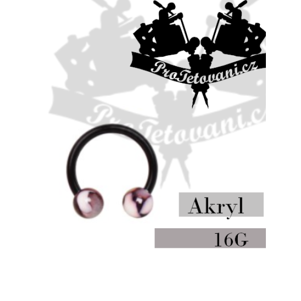 Piercing podkova akryl Marble Black AK2