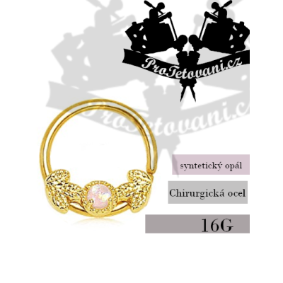 Piercing Septum kroužek Leaf Opal