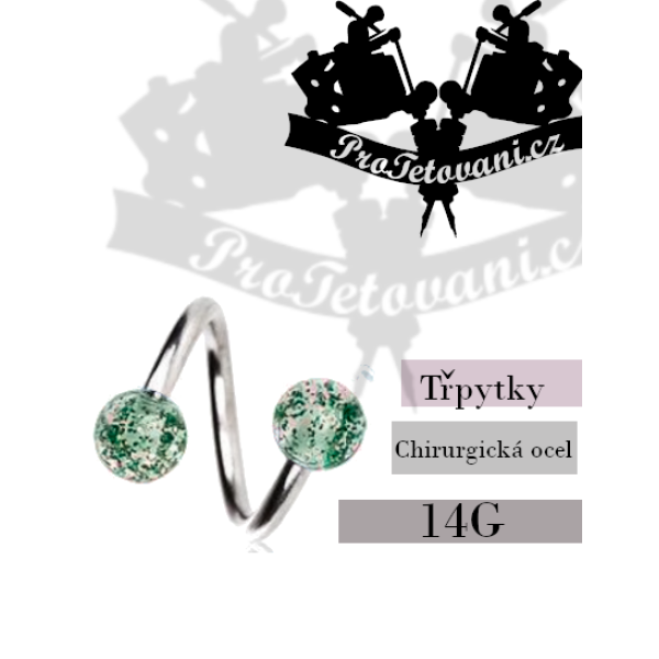 Piercing Twist Glitter Green Balls