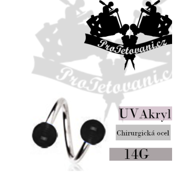 Piercing Twist UV Black Balls