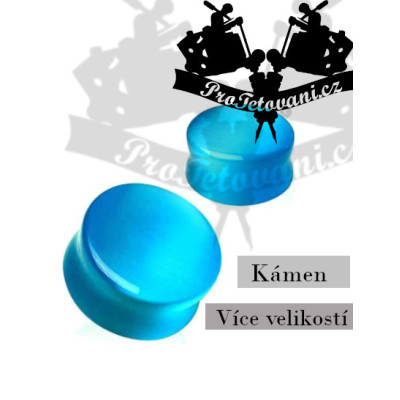 Plug přírodní kámen Cat Eye Aqua
