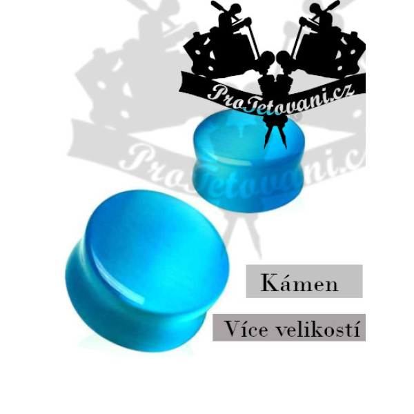 Plug přírodní kámen Cat Eye Aqua