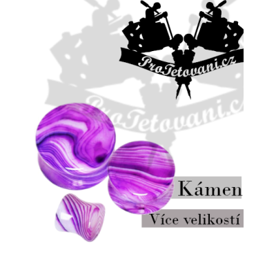 Plug přírodní kámen Violet Stripe Achát