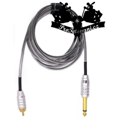 Prémiový tetovací RCA nerezový kabel Silver 2,1 m