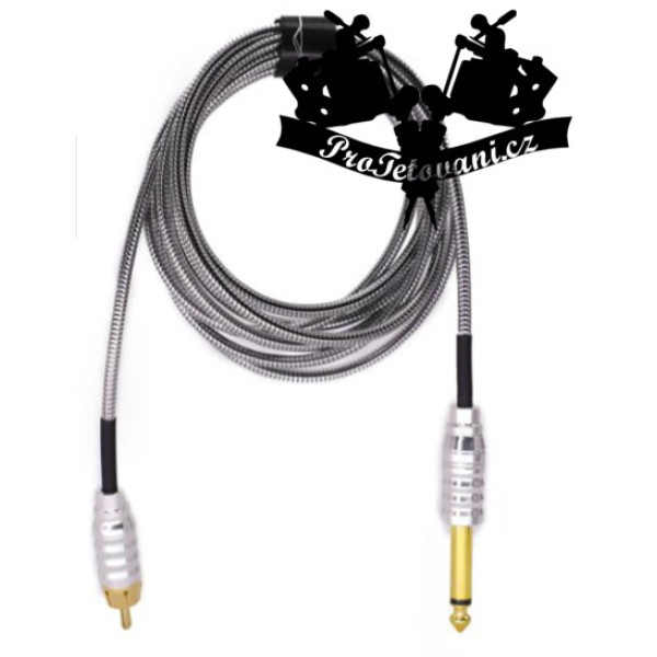 Prémiový tetovací RCA nerezový kabel Silver 2,1 m