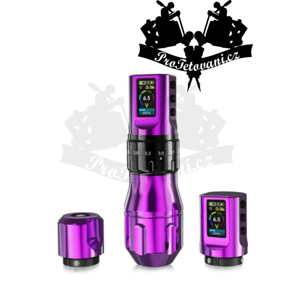 Bezdrátový dobíjecí rotační tetovací strojek INKONE PRICK Purple s nastavitelným zdvihem