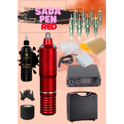 Rotační tetovací sada Starter pack v kufříku a tetovací barva Panthera Black Gold 150 ml