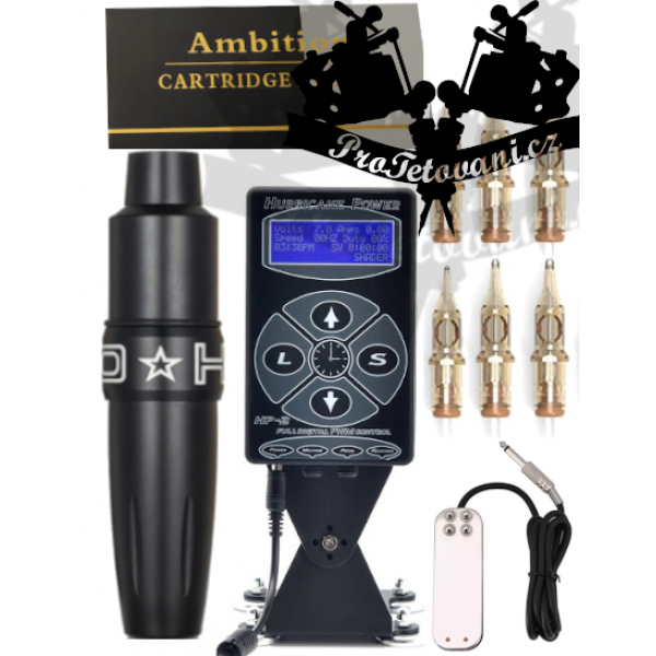 Rotační tetovací sada HELLO s Hurricane zdrojem 