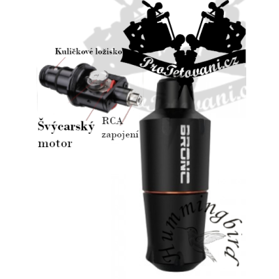 Rotační tetovací strojek HUMMINGBIRD BRONC MINI PEN BLACK 