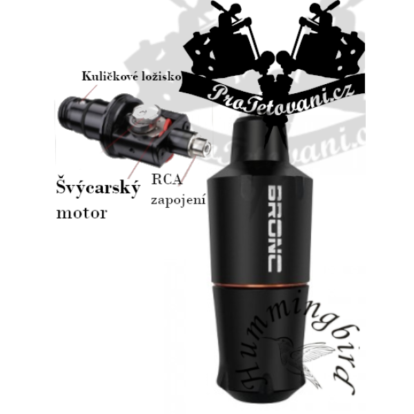 Rotační tetovací strojek HUMMINGBIRD BRONC MINI PEN BLACK 