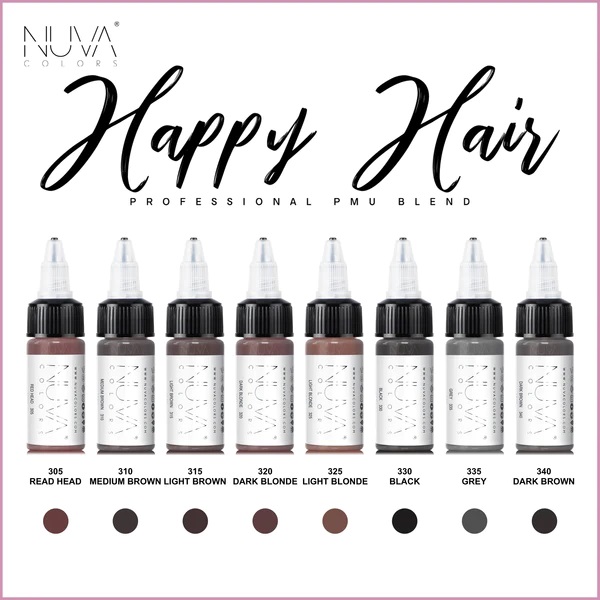 Set barev pro permanentní make up Nuva SMP COLLECTION HAPPY HAIR REACH 8x15 ml
