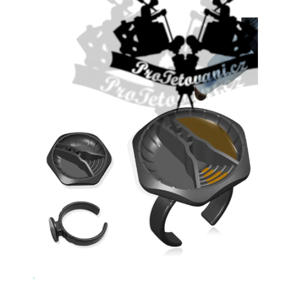 Sterilní kalíšky prstýnky na tetovací barvu Hexagon 360 otočné 10 Ks