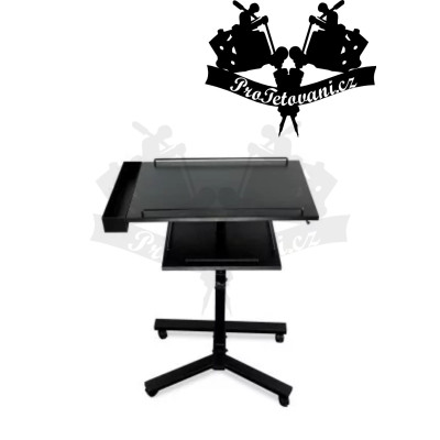 Dvoupodlažní stůl na tetovací vybavení nastavitelný pojízdný