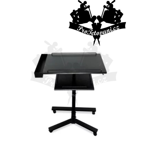 Dvoupodlažní stůl na tetovací vybavení nastavitelný pojízdný