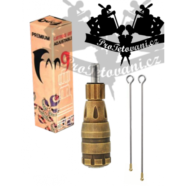 Tetovací grip FANG MOSAZ na tetovací cartridge