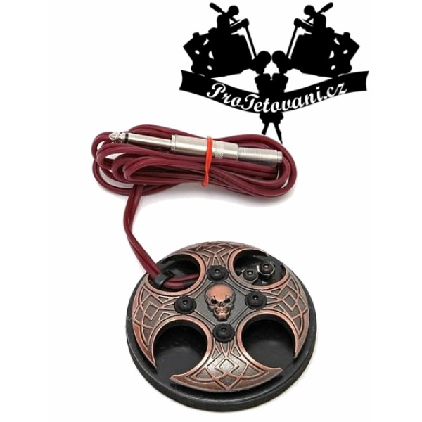 Nožní pedál s lebkou pro tetovací strojky