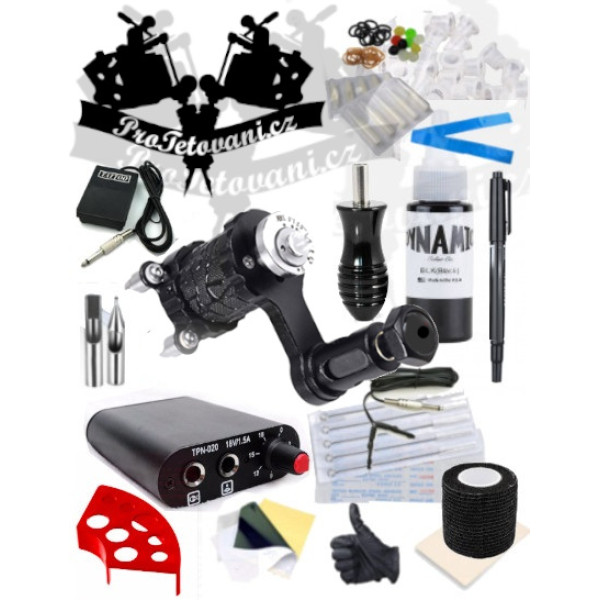 Tetovací sada s jedním rotačním strojkem DIRECT Special edition a tetovací barva Dynamic Black