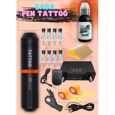 Tetovací sada s rotačním cartridgovým strojkem TATTOO a WFM Limitless Obsidian Outlining