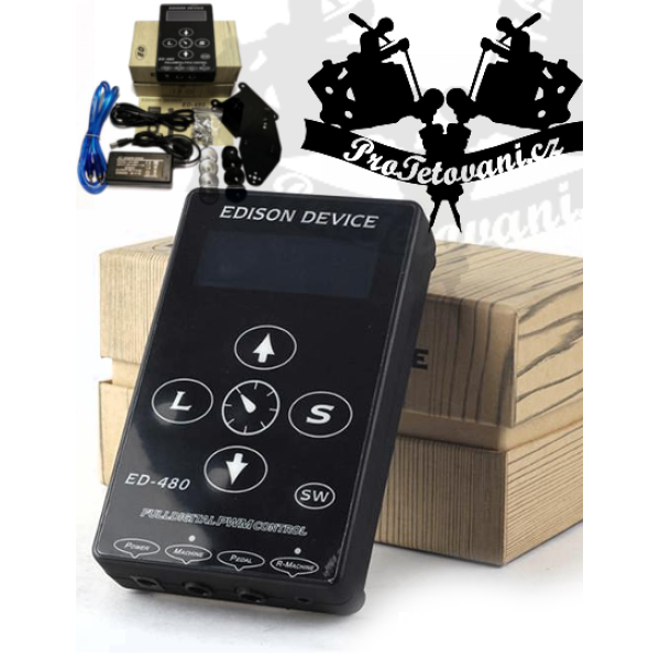Duální tetovací zdroj EDISON LCD BLACK