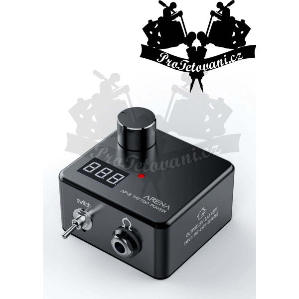 Tetovací zdroj ARENA Block Black s LCD displejem