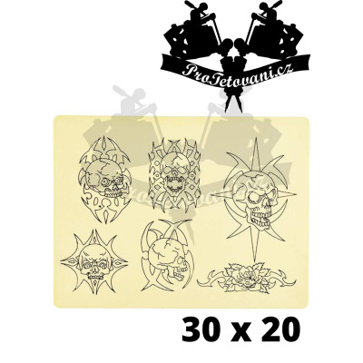 Trénovací tetovací kůže lebka větší 30 x 20 cm