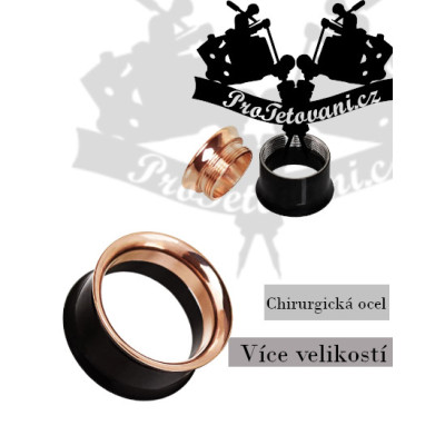 Tunel z chirurgické oceli Black and Rose Gold