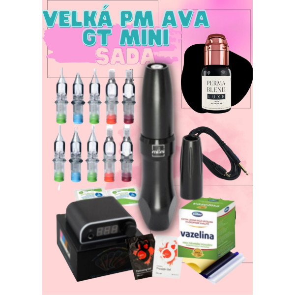 Velká tetovací sada pro PMU AVA GT MINI Black a Permablend LUXE ONYX