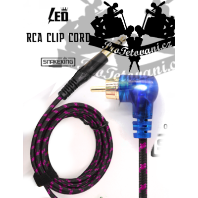 Zahnutý LED Rca Cord pro tetovací strojky PINK